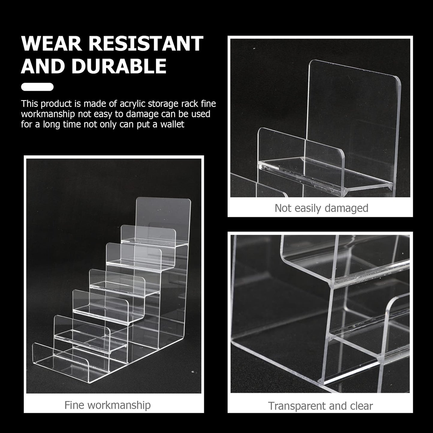 DOITOOL 2Pack 6- Tier Acrylic Wallet Display Stand Holder, Clear Handbag Purse Display Stand Jewelry Display Riser Purse Handbag Organizer