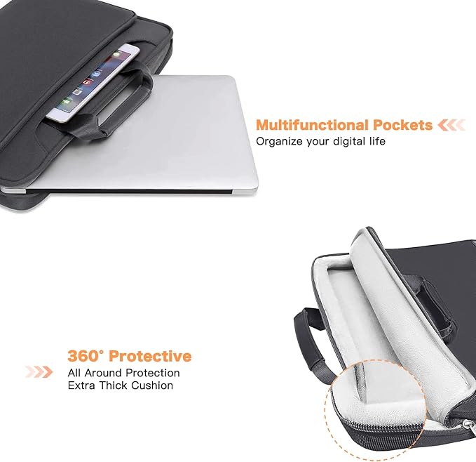 MOSISO 360 Protective Laptop Shoulder Bag Compatible with MacBook Air 13 inch M4 M3 M2 M1 2025-2018/Pro M2 M1 2025-2016,Matching Color Sleeve with Belt, Slate Gray