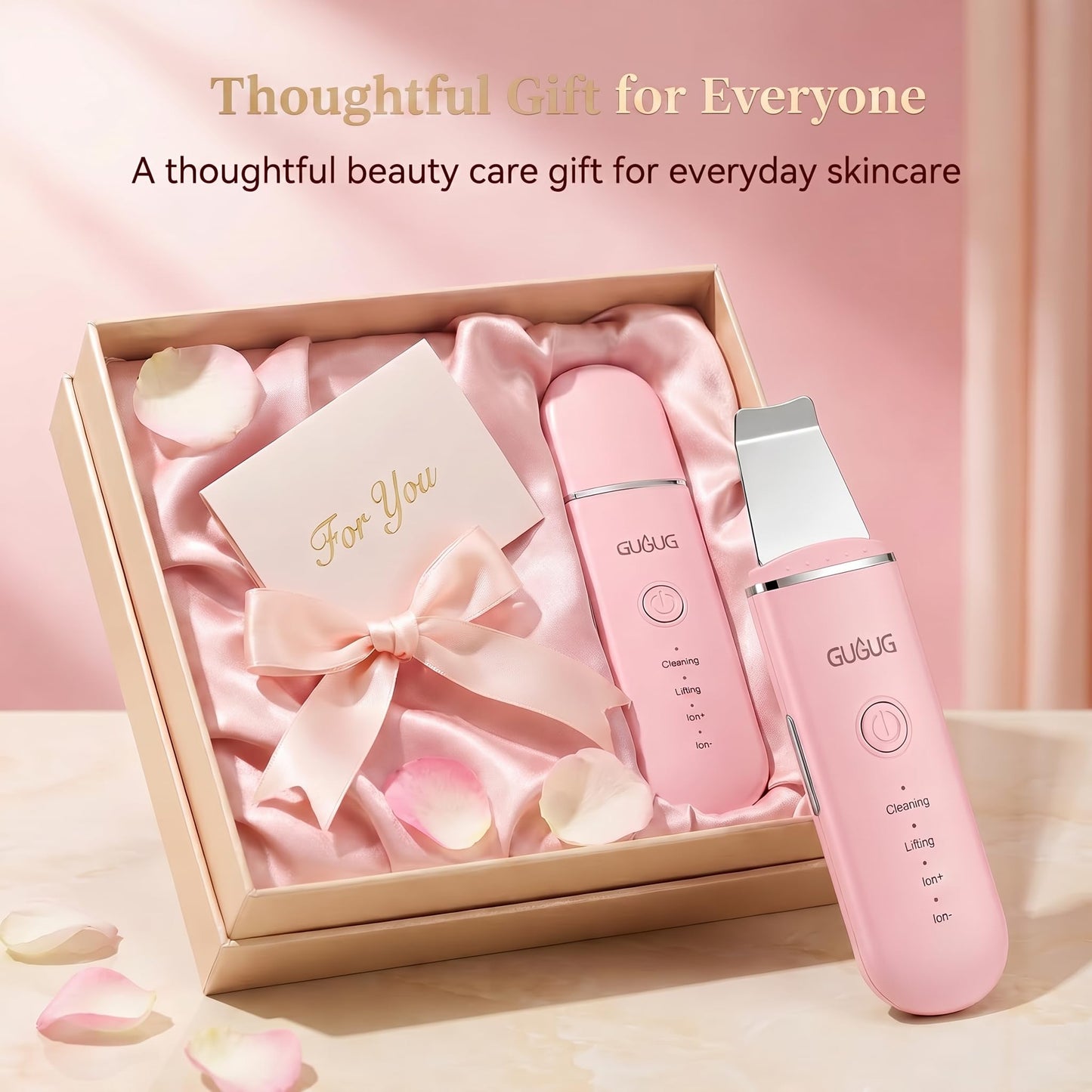 GUGUG Skin Scrubber Face Spatula - Skin Spatula Blackhead Remover Pore Cleaner with 4 Modes, Skin Care Tools-Pink