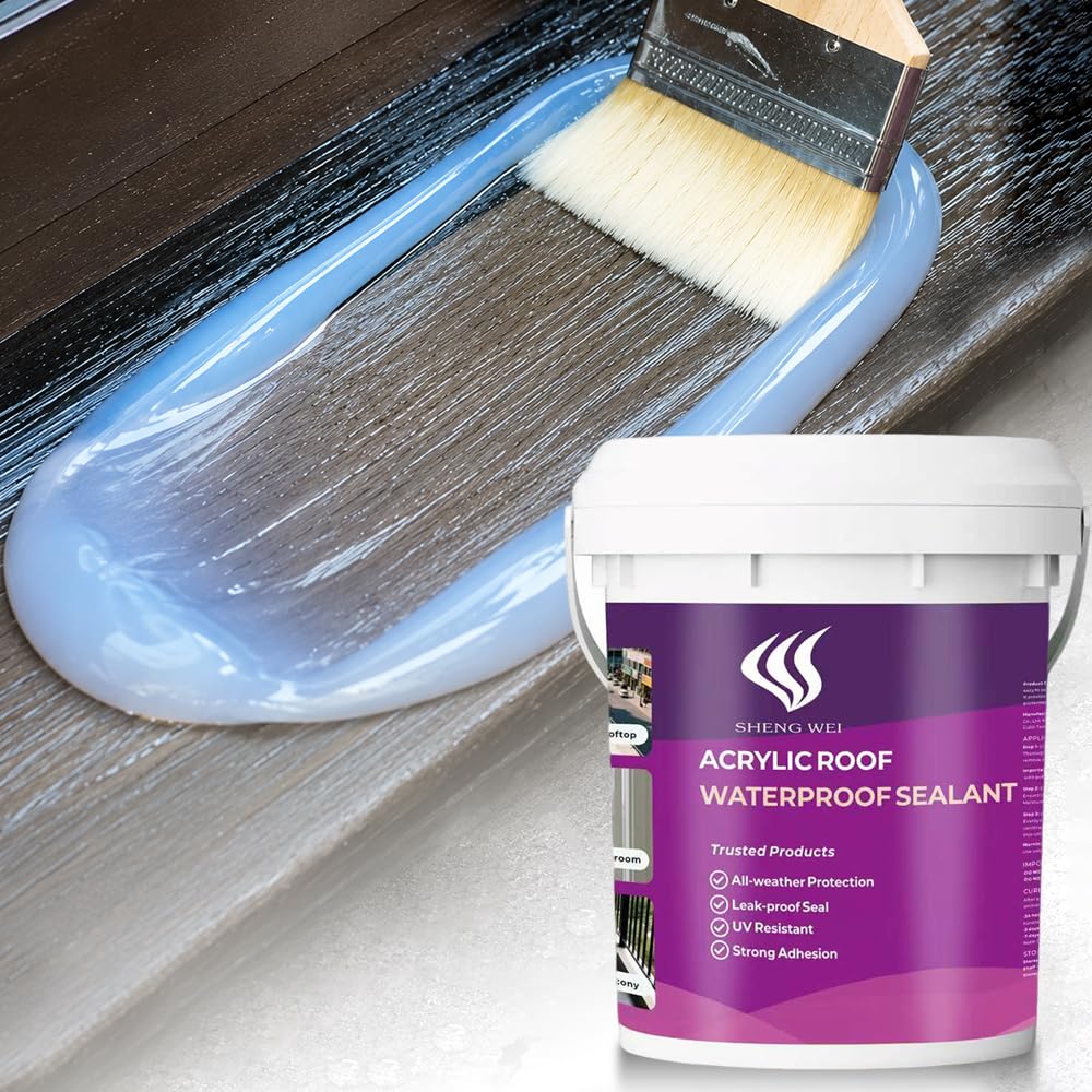 SHENGWEI Waterproof Sealant, Clear, 3 Gallon, Transparent, Interior/Exterior Waterproofing Coating for Basement Walls, Roofs, Bathrooms - Covers 360 Sq Ft