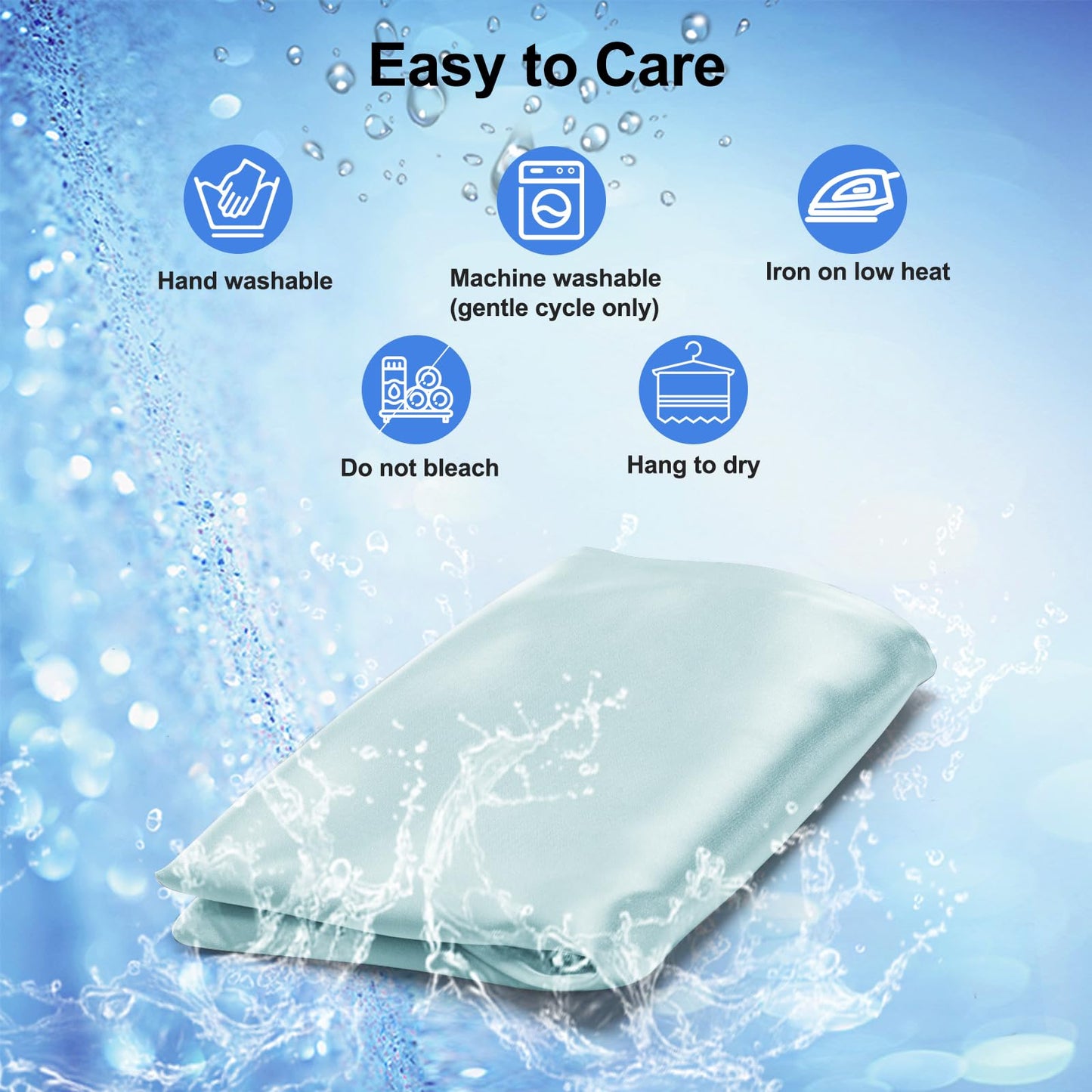 Satin Pillowcase for Cervical Pillow, Ergonomic Case, Smooth & Silky Soft Sleeping Pillowcase, Light Blue Pillow Cover with Zipper