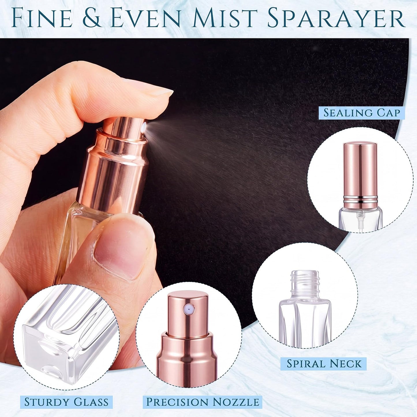 Domensi 40 Pcs 10/15/20/30 ml Perfume Travel Refillable Glass Bottles Spray Bottle Perfume Atomizer for Cologne Dispenser Leak-proof Fragrance Bottles Atomizer Pump Kit (10 ml,Rose Gold)