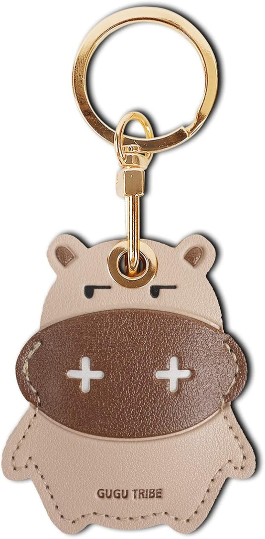 Leather Keychain Case Holder Compatible with Apple AirTag, GPS Airtag Keychain Finder Tracker with Key Ring, Anti-Scratch Protective Air Tag Cover
