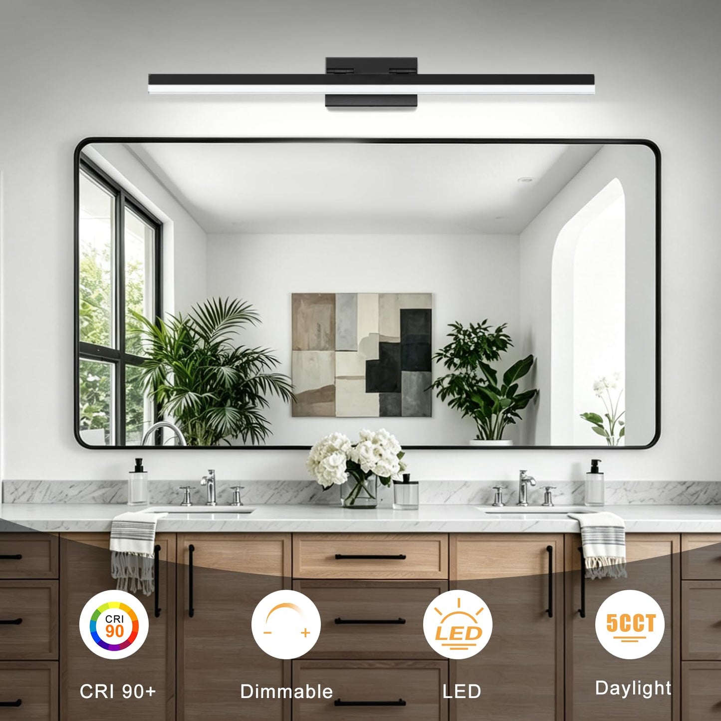 IZORRO Modern Bathroom Vanity Light 40 inch, Rotatable, 32W Dimmable Led Bathroom Light Fixture Over Mirror, Black Vanity Light Bar (5 Color Temperature)
