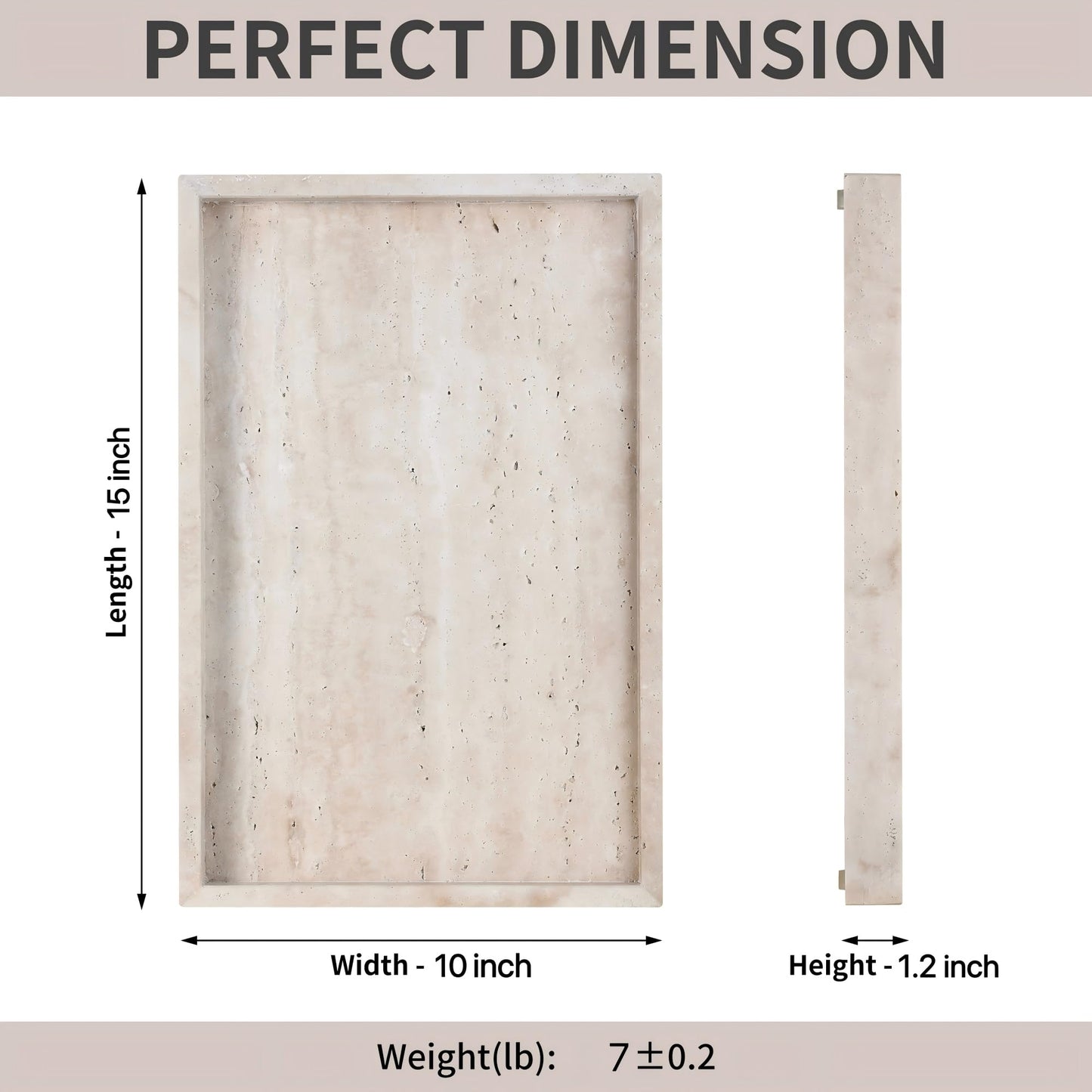 Natural Travertine Rectangular Decorative Tray 15"x10" – Stone Serving Tray
