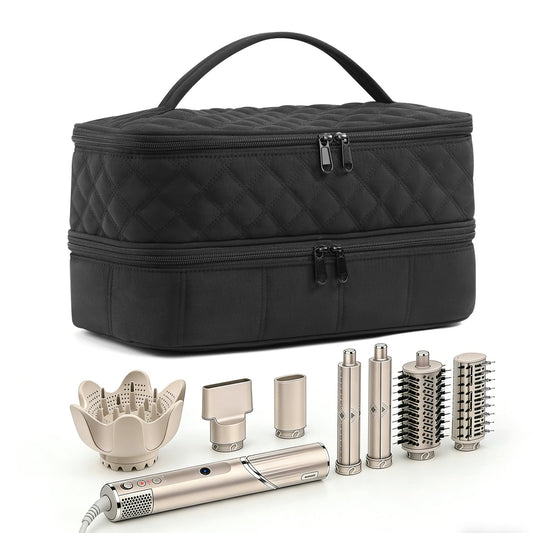 Hair Travel Carrying Case Compatible with Shark Flex Style/Dyson Airwrap, Double-Layer Hair Drying Storage Case for Shark SpeedStyle Hair Dryer & Accessories, Black