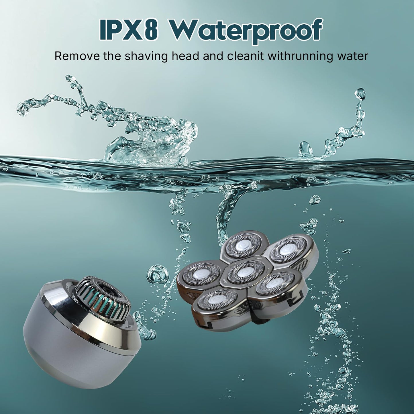 Head Shavers for Bald Men: Upgraded Detachable Head Shaver，6D Floating Heads，Dry and Wet Electric Shaver， Budget Option，IPX8 Waterproof,LED Display，Grooming Kit with Type-C Fast Charging