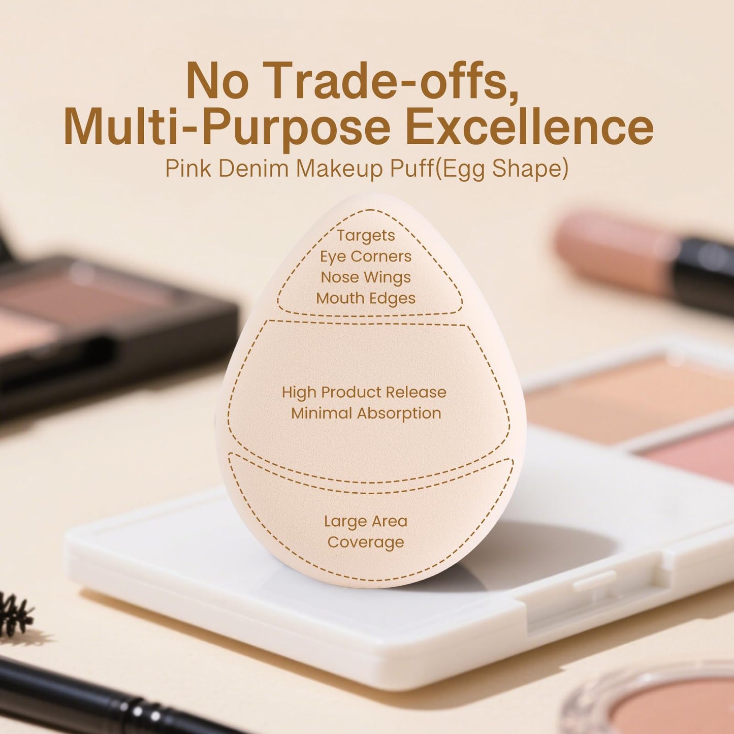 Momo's Workshop Pink Denim Makeup Sponges,Super Soft Blenders Sponge for Liquid Foundation Sponge,Large&Soft Yet Bouncy Rubycell,Egg&Flat Edge shape for Dry/Combination Skin,2pcs &Storage Case