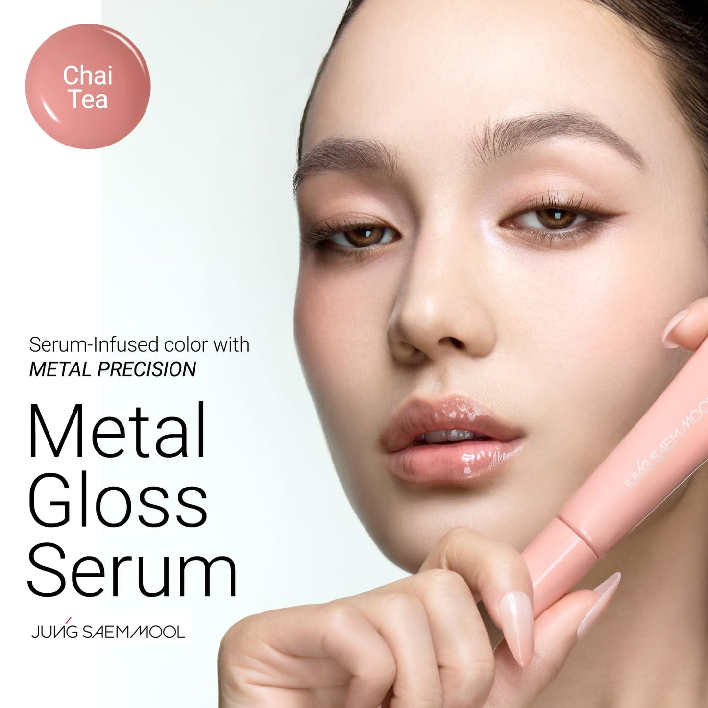 JUNG SAEM MOOL LIP-PRESSION Metal Serum Gloss | Hydrating Tinted Lip Balm with a Hygiene Precision Metal Applicator & Serum Infused Ingredients, Korean Lip Plumper Gloss (Chai Tea)
