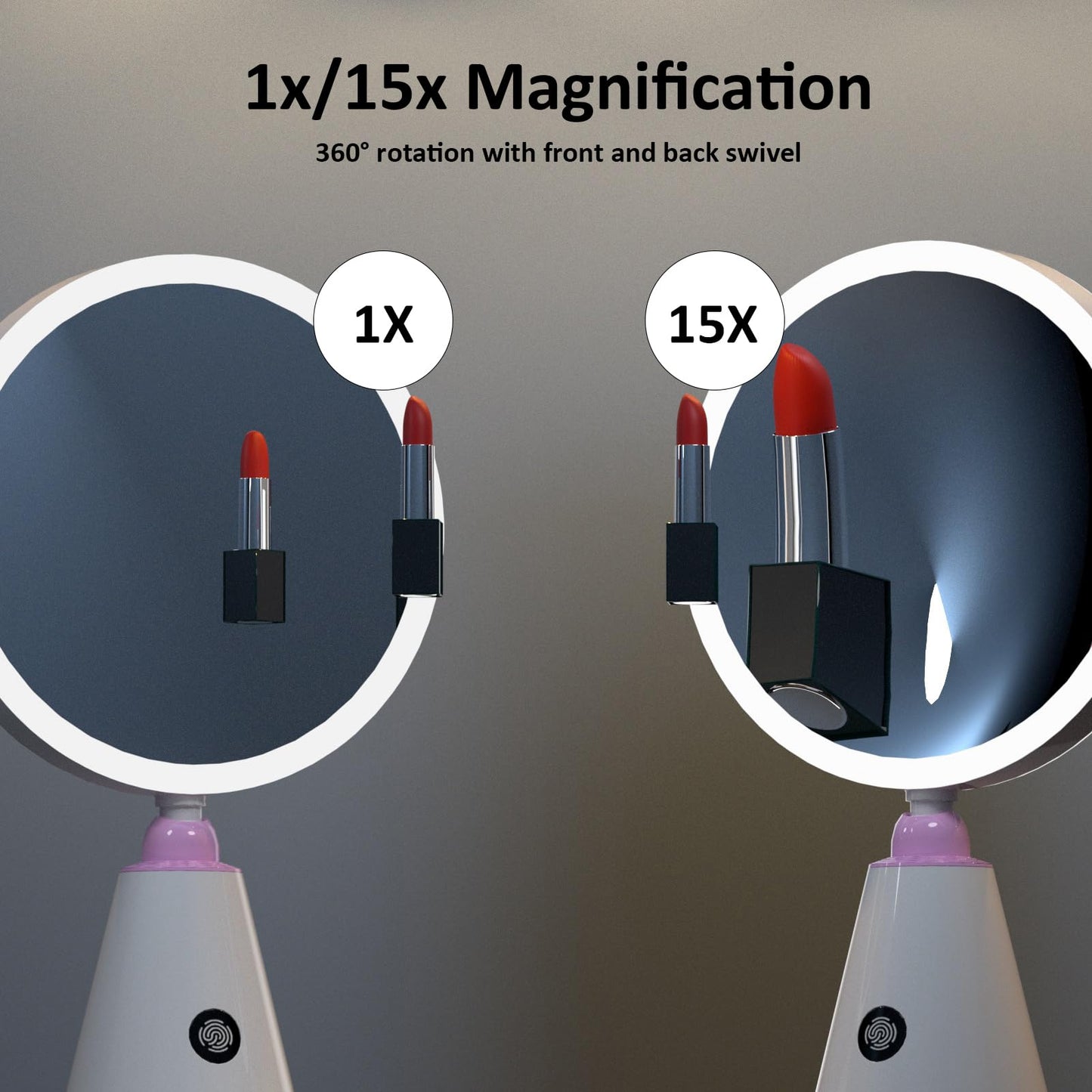 Clearflexions CFX Desktop 1.0-1X & 15X Magnification LED Makeup Mirror