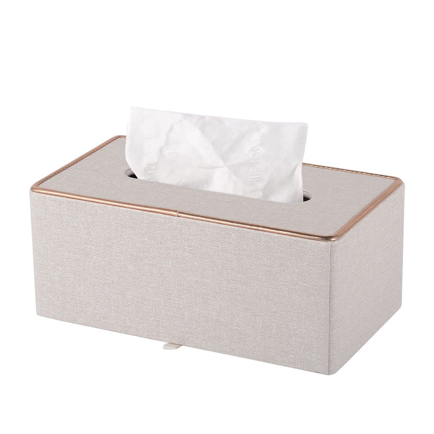 XNONE Tissue Box Cover Rectangle Tissue Box Holder PU Leather Facial Organizer with Magnetic Bottom,Decorative Napkin Caddy for Vanity Dresser Night Stand Table Countertop Home Office Car,Beige