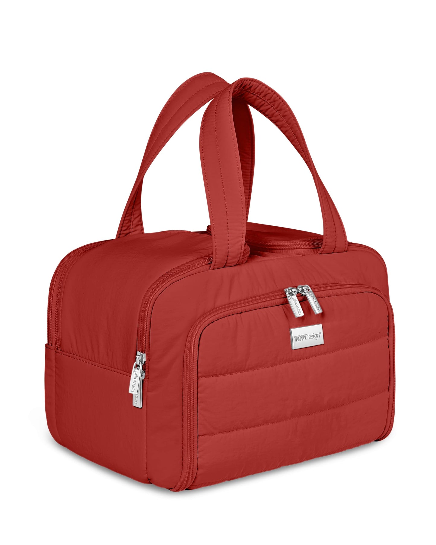 TOPDesign Travel Toiletry Bag for Women, Puffer Large Toiletry Bag, Lightweight Cosmetic Makeup Organizer with Handle for Traveling, Accessories, Essentials, Toiletries (Maroon)
