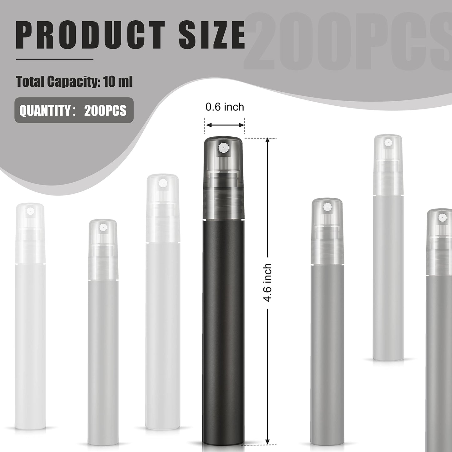 Remerry 200 Pcs 10 ml Mini Spray Bottles Perfume Spray Bottles Plastic Travel Refillable for Women Small Fine Mist Sprayers Portable Frosted Perfume Sprayers Empty Atomizer for Essential Oil