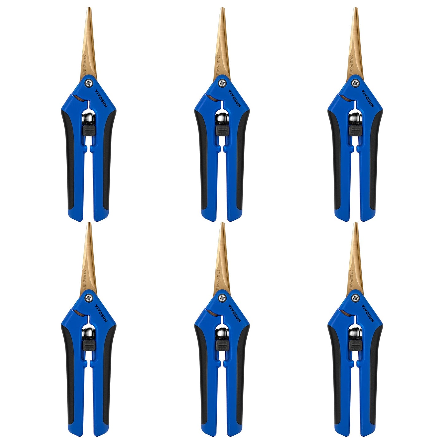 VIVOSUN 6-Pack 6.5 Inch Gardening Scissors Hand Pruner Pruning Shear with Titanium Coated Curved Precision Blades