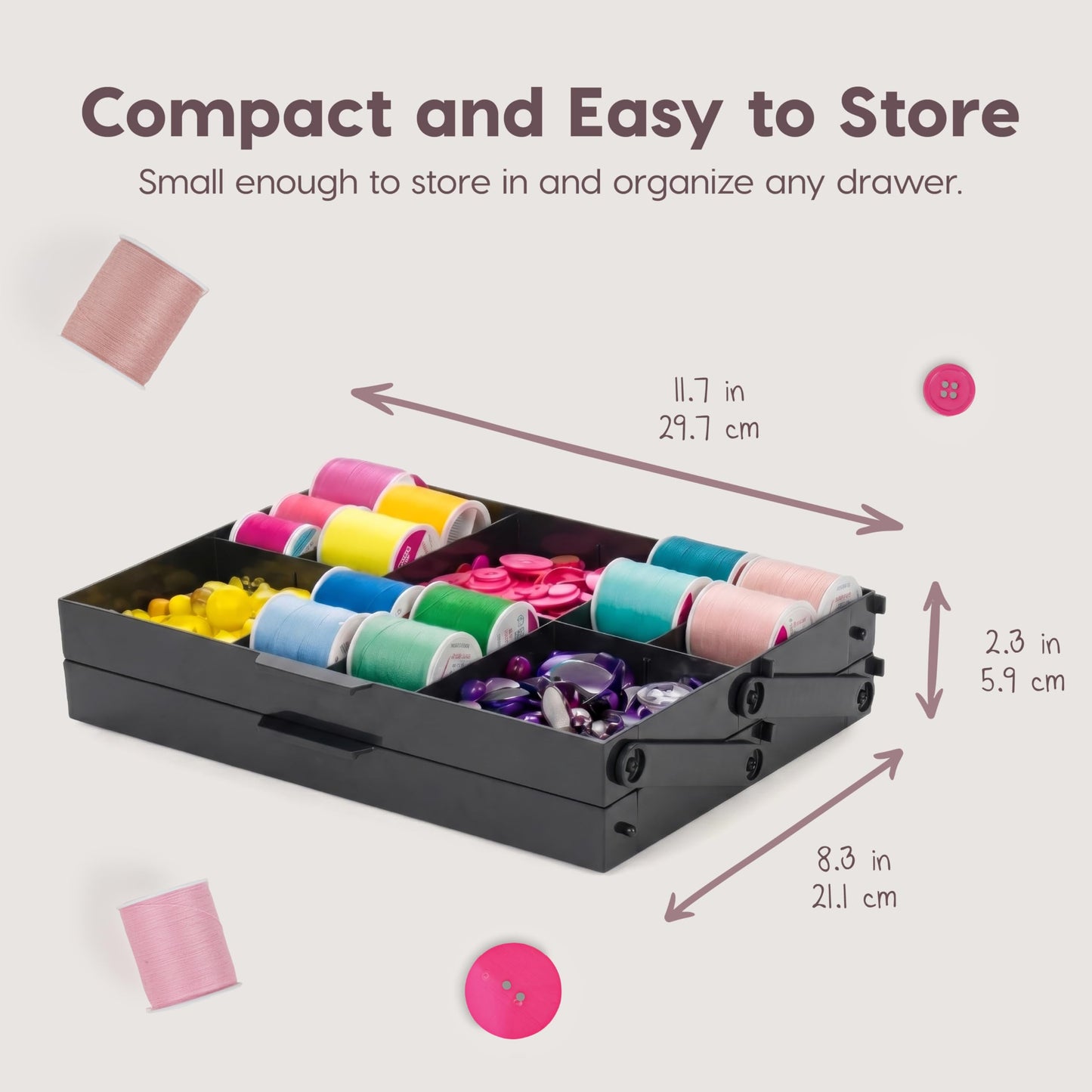 IRIS USA 2-Tier Drawer Organizer Expandable |Made in USA| Multi-Level Collapsible Organization, Comes with Dividers for Crafts, Makeup, Jewelry & Office - Charcoal