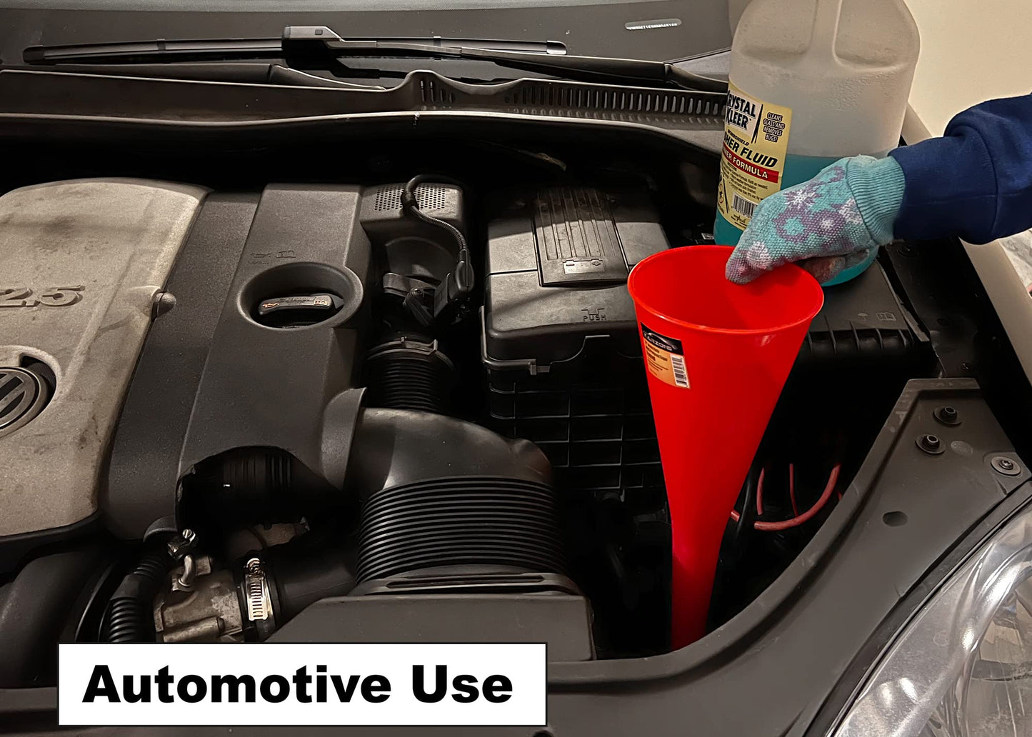 KarZone Long Neck Funnel, Oil Funnels for Oil Change, Long Funnels for Transmission Fluid, Automotive Funnel for Gas & Lubricants (12.0 Fluid Ounces, Red)