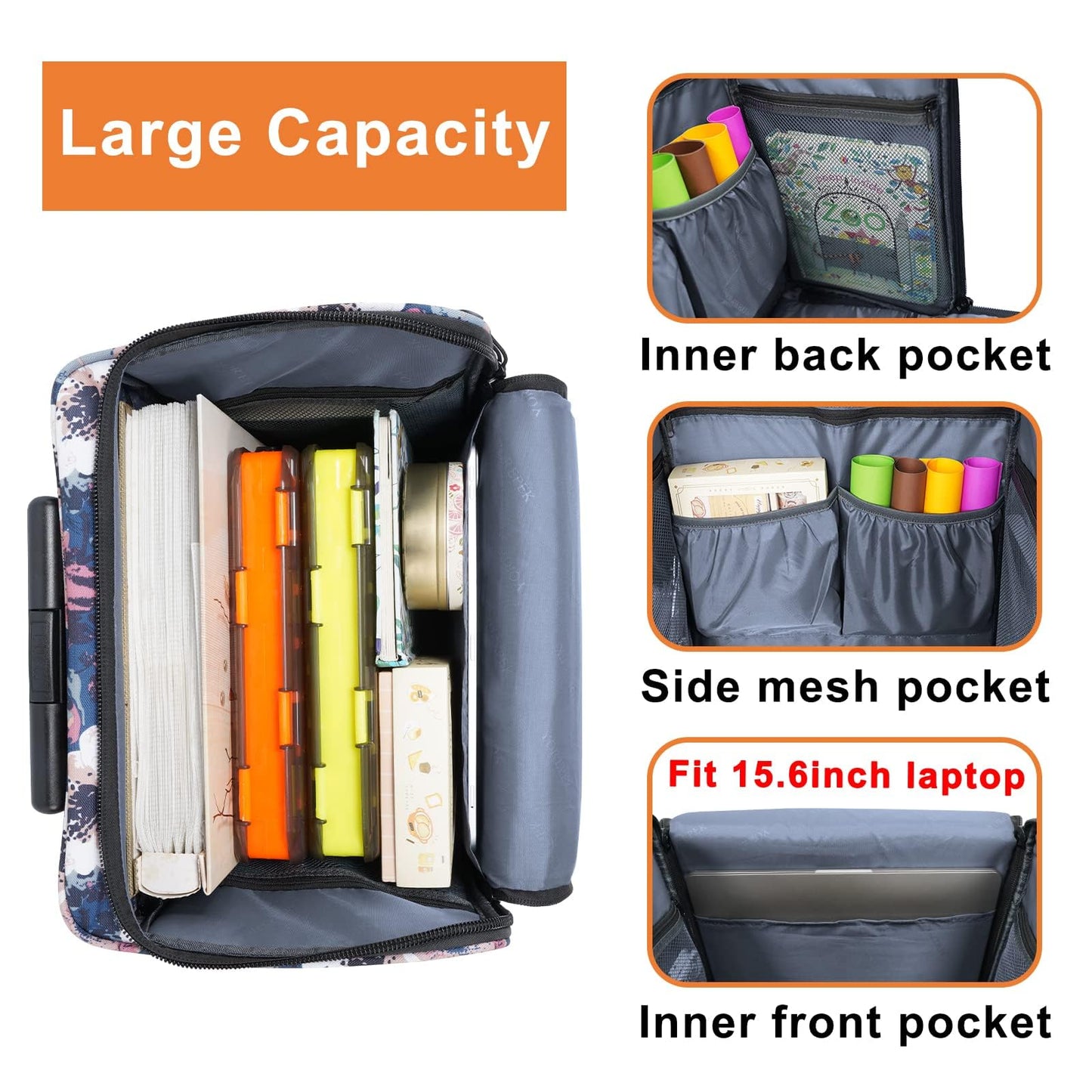 YOREPEK Large Rolling Craft Bag Wheels, Briefcase Gift for Crafter Teacher