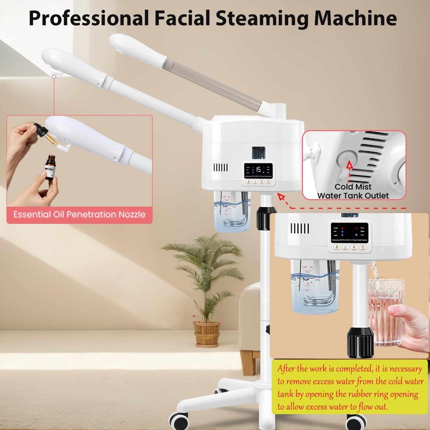 Salon Señor 2 in 1 Hot and Cold Facial Steamer,Professional Face Steamer on Wheels for Beauty Salon, Spa or Home Use