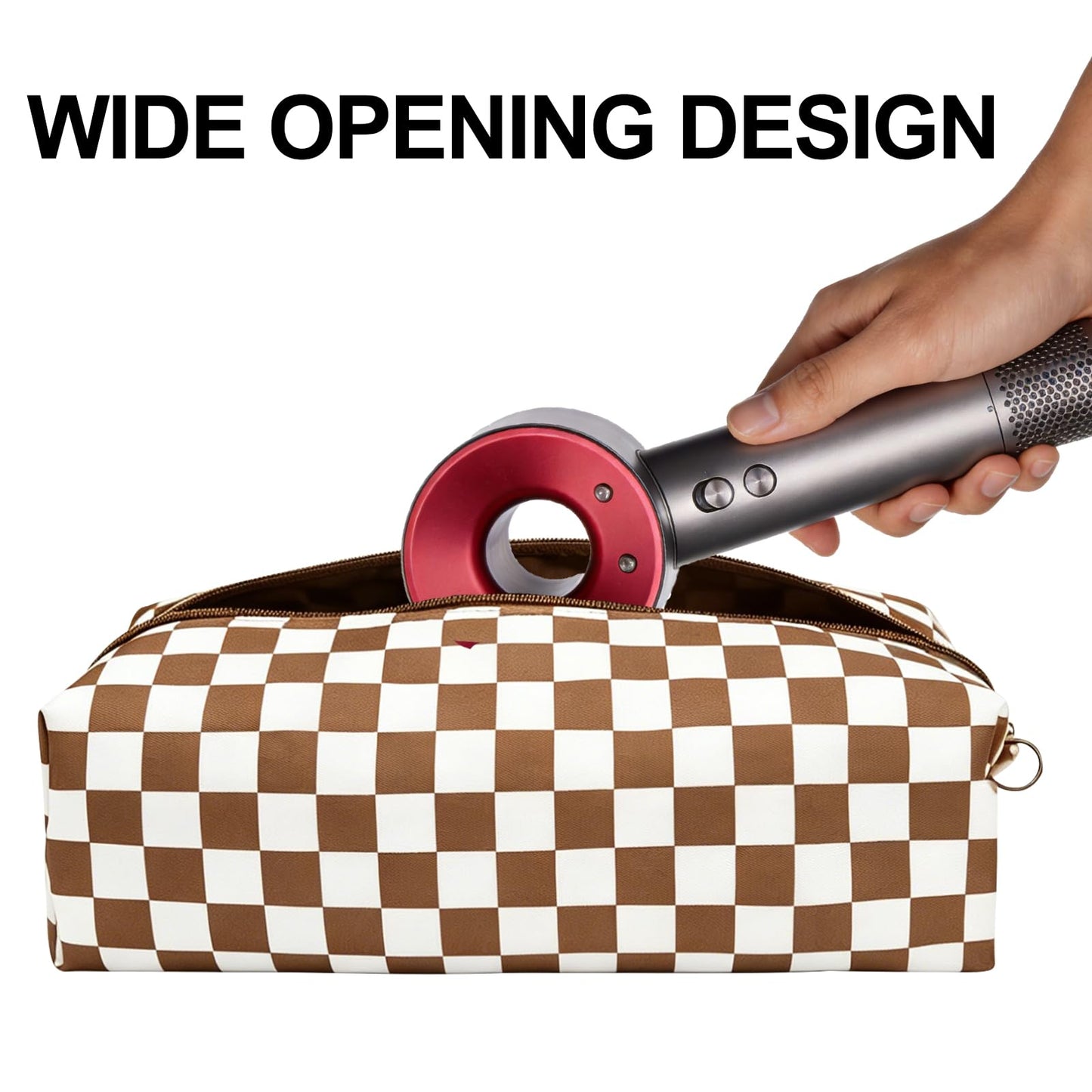 idoltimes Hair Tools Travel Bag, Checkered Hair Tools Organizer Compatible with Dyson Airwrap Styler