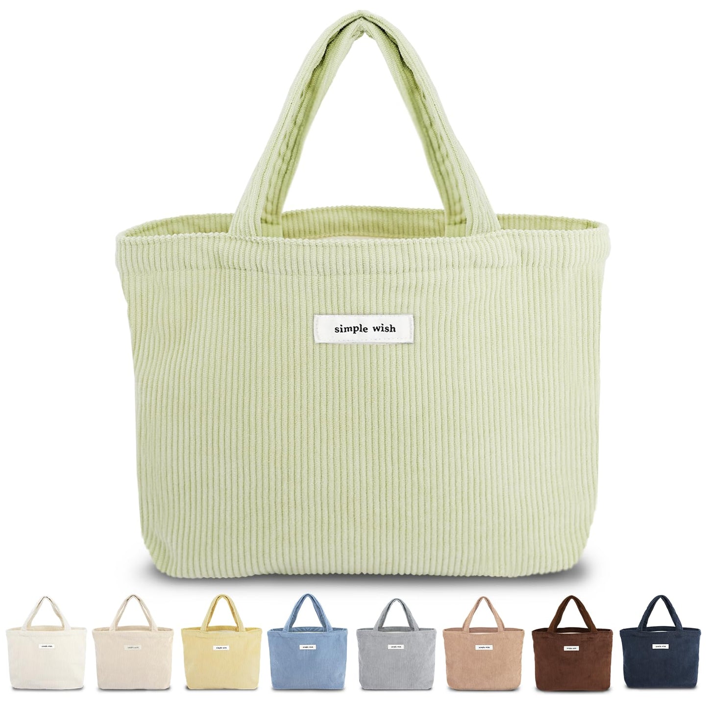 Sminra Corduroy Small Tote Bible Bag for Women, Mini Daily Handbag Cute Aesthetic for Book, Essential, Water Bottle Organizer (Dusty Green)