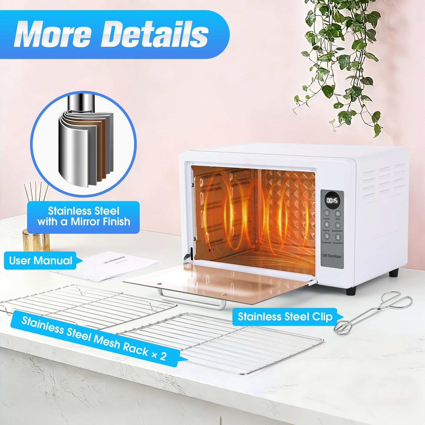 Beauty Star S-terilizer for Estheticians, 24L Nail Dryer and Cleaning Cabinet Box for Barbers, Nail Studio, Beuaty Salon and Home Maintains Tool Cleanliness