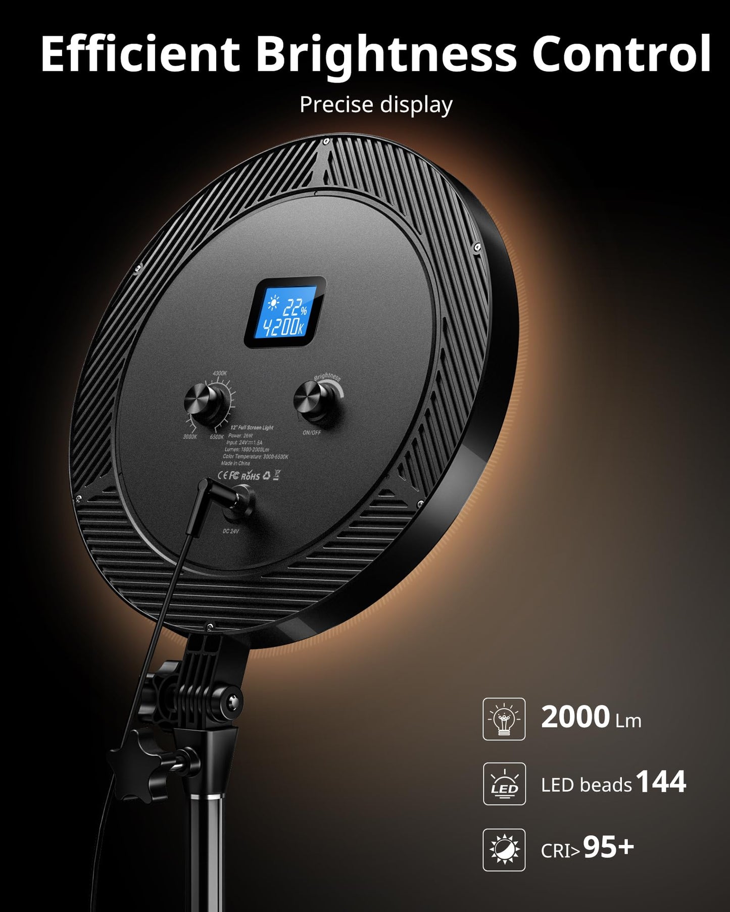 UBeesize Professional Ring Light with Stand, Phone Holder & Remote – 6500K Full-Screen LED Lighting for Makeup, Photography, Studio, Barber, and Live Streaming