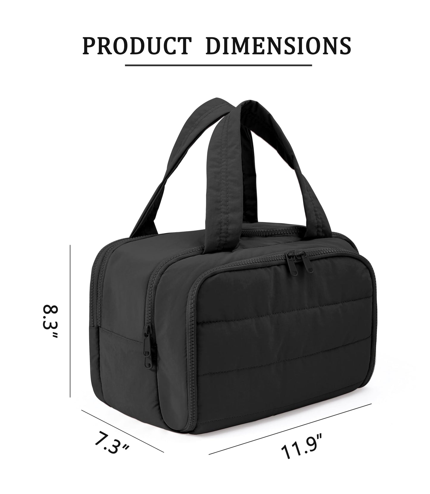 BUZFOWU Travel Toiletry Bag for Women, Large Wide-open Puffy Cosmetic Makeup Bag with Wet-Dry Separation, Multi-Pocket Organizer with Carry Handle for Toiletries, Cosmetics, Essentials, Black