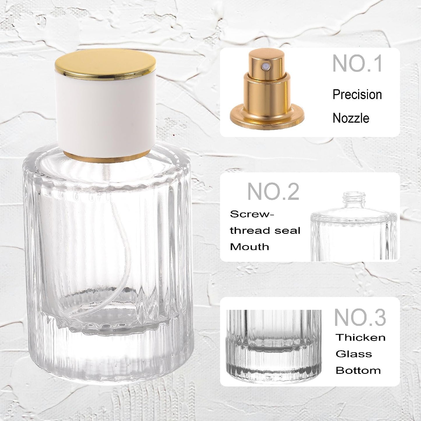 YWG Stone Cologne Travel Bottle Refillable, 2 Pack 50ml Empty Perfume Spray Bottles, Glass Perfume Atomizer Vintage Cologne Sample Container Travel Essentials for Frangrance Toiletries Cosmetic