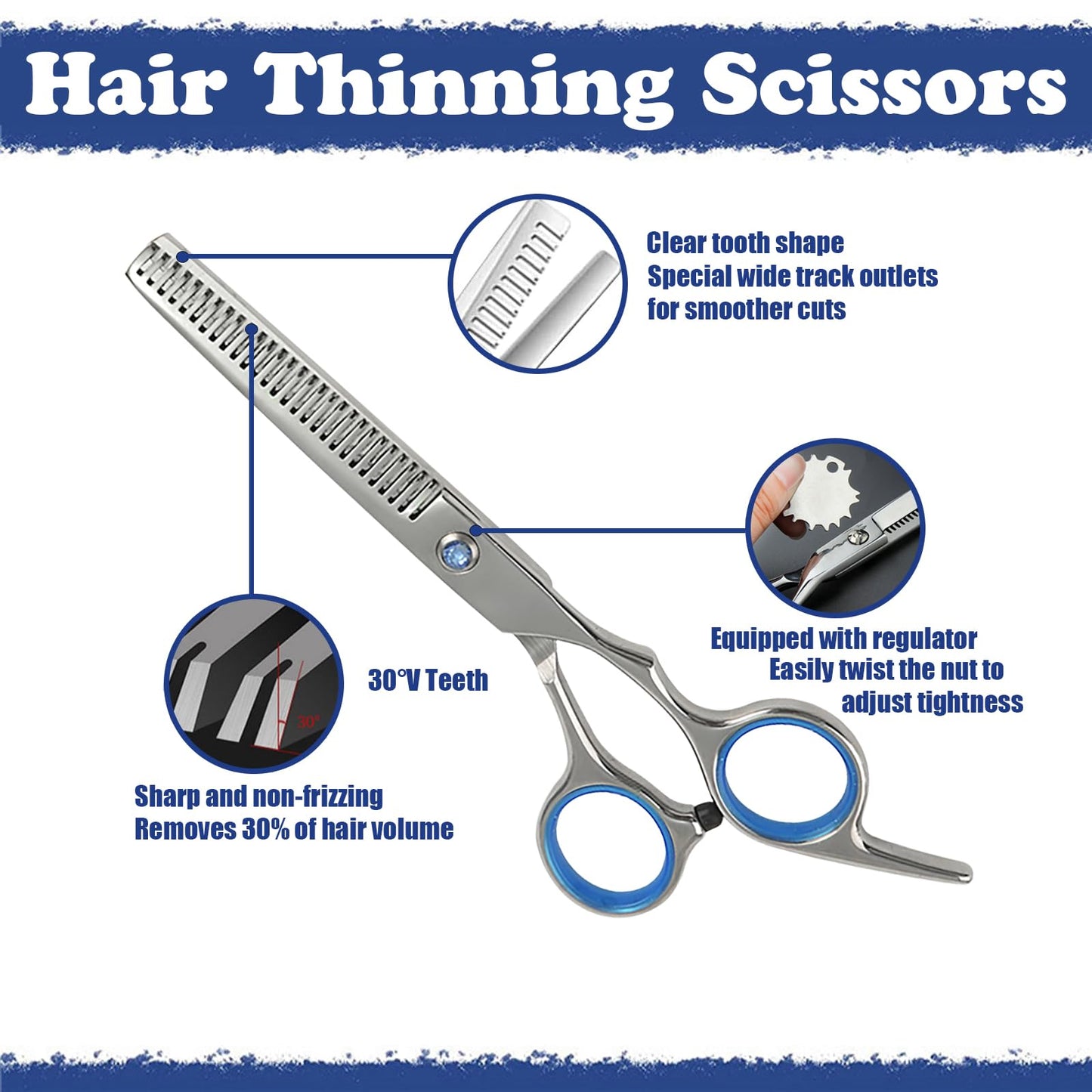 Hair Cutting Scissors Kit,27PCS Professional Stainless-Steel Sharp Barber Professional Hairdressing Shears Set with 6.5 Inch Cutting Scissors,Thinning Shears for Man Woman Adults Kids Home Salon