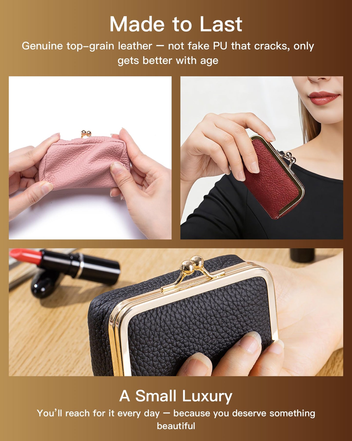 Nsciyise Genuine Leather Travel Jewelry Box, Mini Jewelry Organizer Case with Mirror for Women, Small Lipstick Bag for Purse, Cute Portable Gift for Her women giril (Black, Mirror)