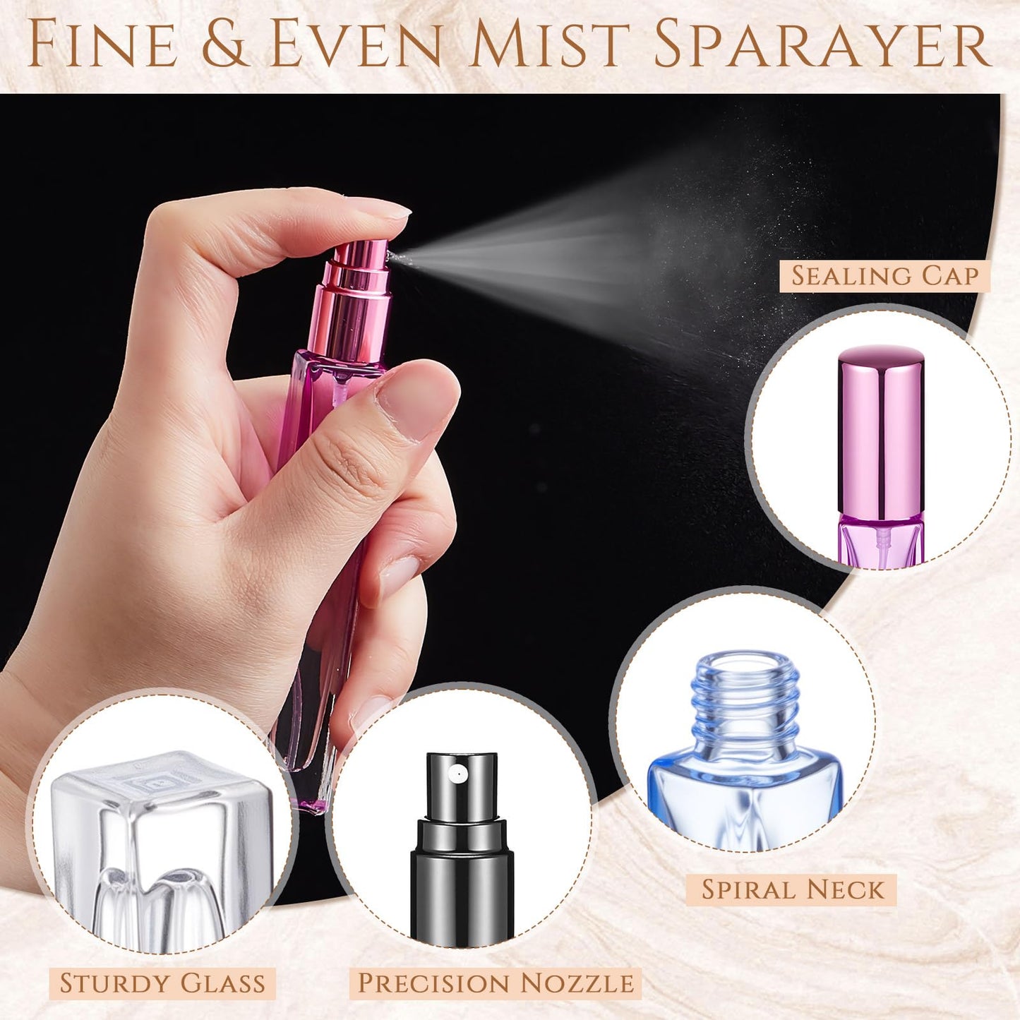 Domensi 40 Pcs 10/15/20/30 ml Perfume Travel Refillable Glass Bottles Spray Bottle Perfume Atomizer for Cologne Dispenser Leak-proof Fragrance Bottles Atomizer Pump Kit (10 ml,Fresh Color)