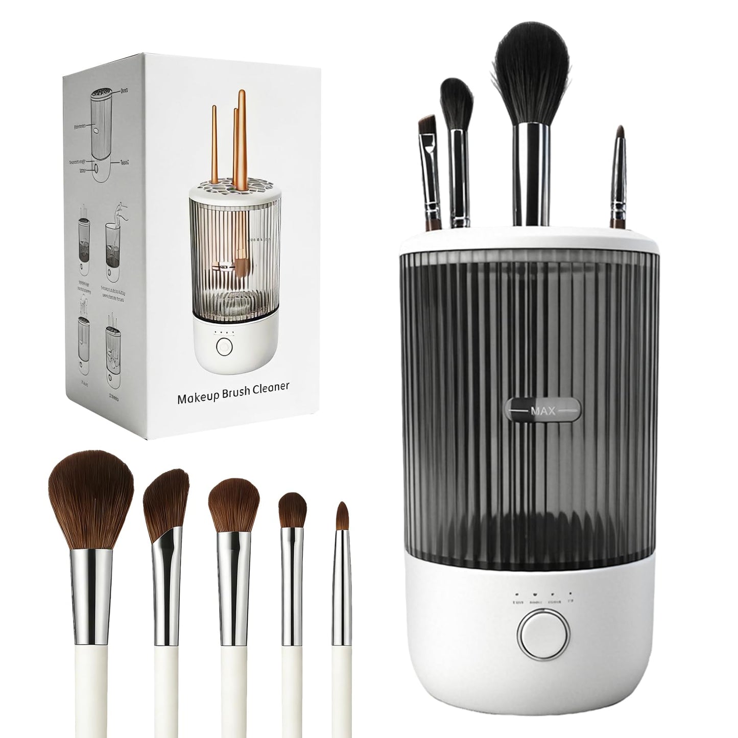 Electric Makeup Brush Cleaner Machine, 6500RPM Automatic & Portable with 1800mAh Rechargeable Battery for All Brush Sizes, Perfect Gift for Makeup Lovers