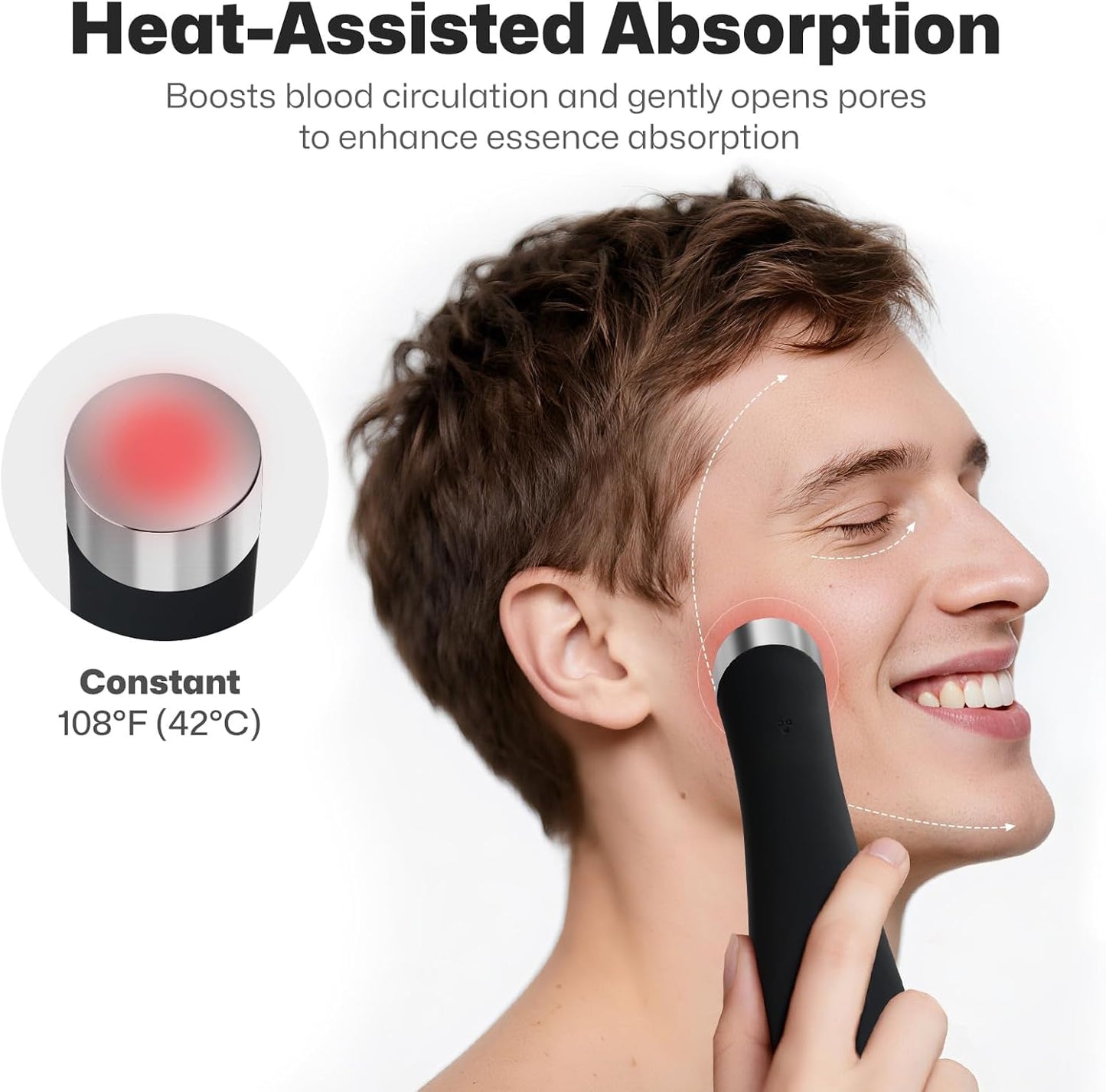 PRITECH Facial Cleansing Brush, Rechargeable Silicone Face Scrubber with Heat Massage End, Vibrating Exfoliator Scrubber for Deep Cleaning, Waterproof Face Brush for Women and Men (Black)