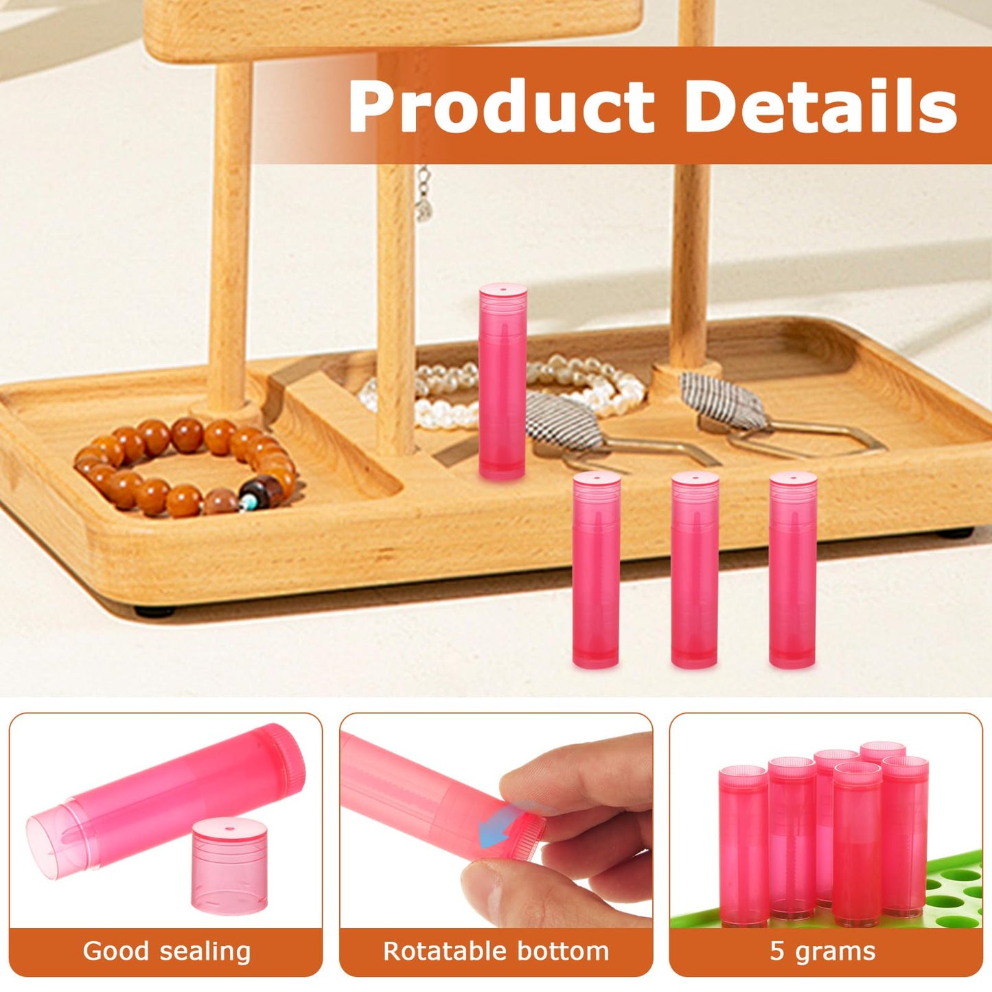 GBACHOOSE 200 Pack Empty Lip Balm Tubes, 5g Red Chapstick Containers