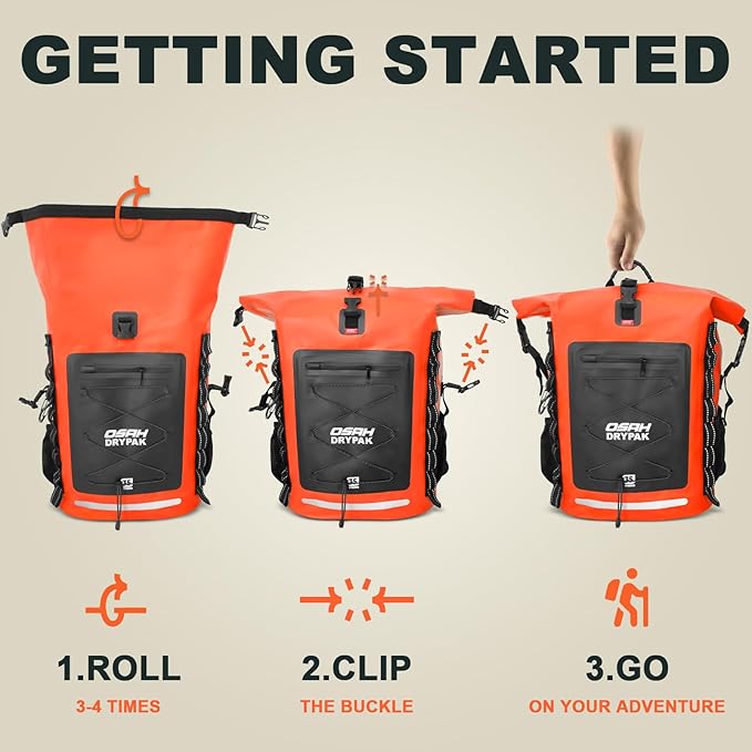 Waterproof Backpack Dry Bag 35L/55L/85L – Heavy Duty Roll-Top Hiking Backpack Sack Keeps Gear Dry for Travel, Kayaking, Boating, Camping, Rafting and Fishing