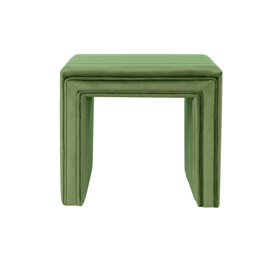 HomePop 19" Modern Channel Tufted Velvet Ottoman - Green