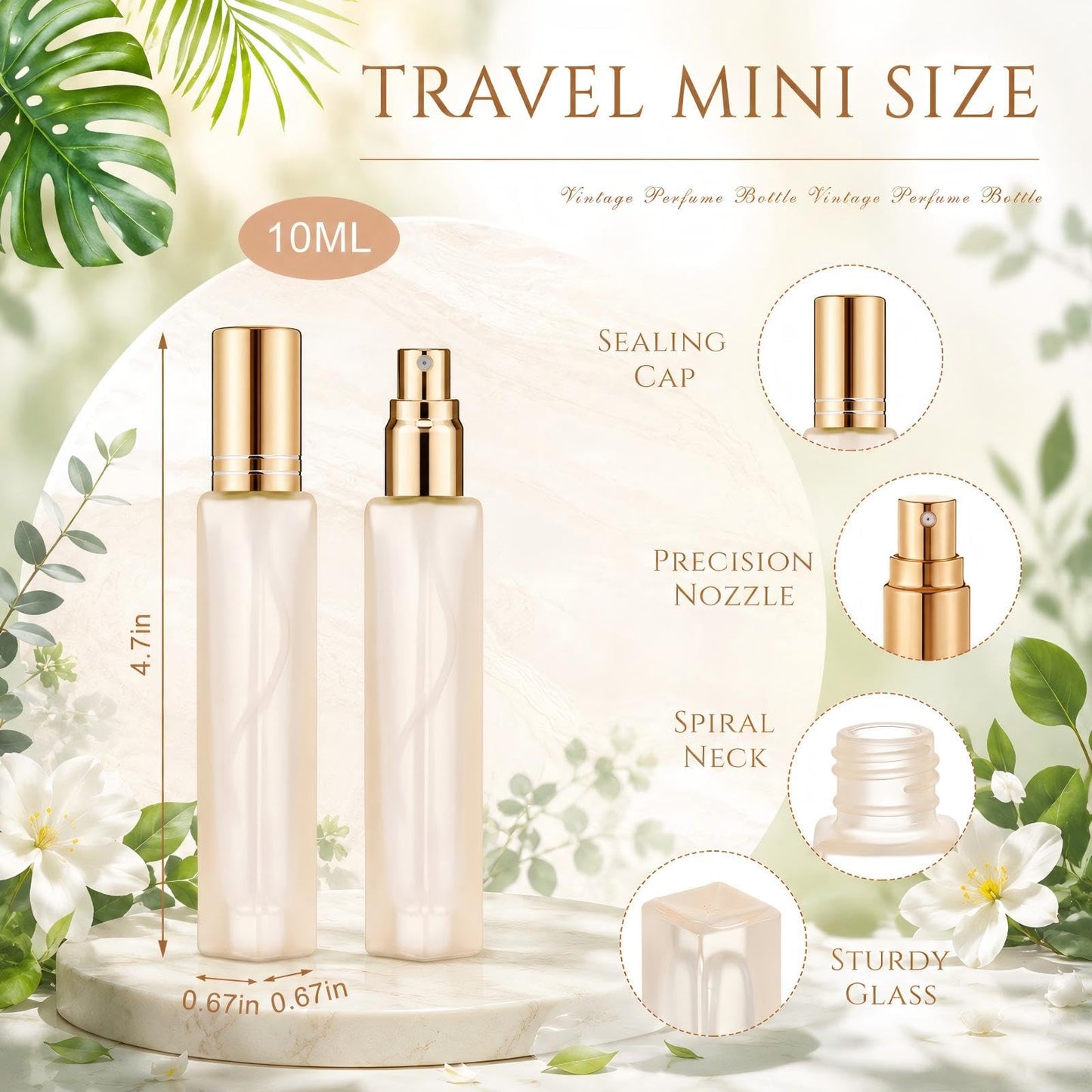 Domensi 20 Pcs 10/15/20/30 ml Perfume Travel Refillable Glass Bottles Spray Bottle Perfume Atomizer for Cologne Dispenser Leak-proof Fragrance Bottles Atomizer Pump Kit (10 ml,Folral Color)
