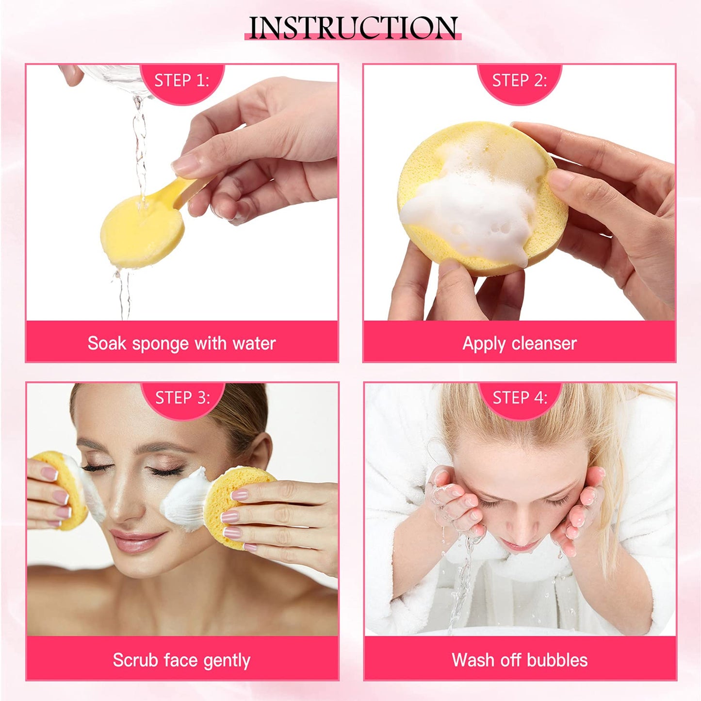 Patelai 600 Pcs Compressed Facial Sponges for Makeup Removal and Exfoliating, Soft and Gentle Cleansing Pads for Women, Ideal for Sensitive Skin (Yellow)