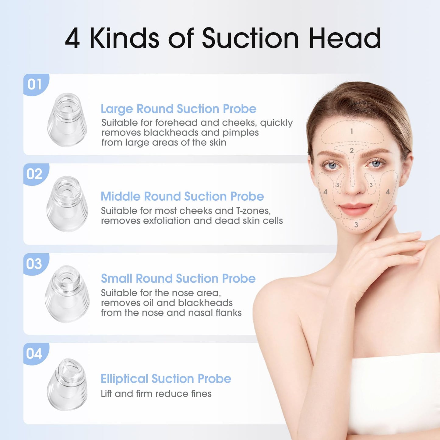 Yccu Blackhead Remover Vacuum Pore Extractor Black Head Remover for Face and Nose Blackhead Extractor Tool Pore Cleane Vacuum with USB Charge 4 Modes 5 Suction Heads for Women and Men (Black)