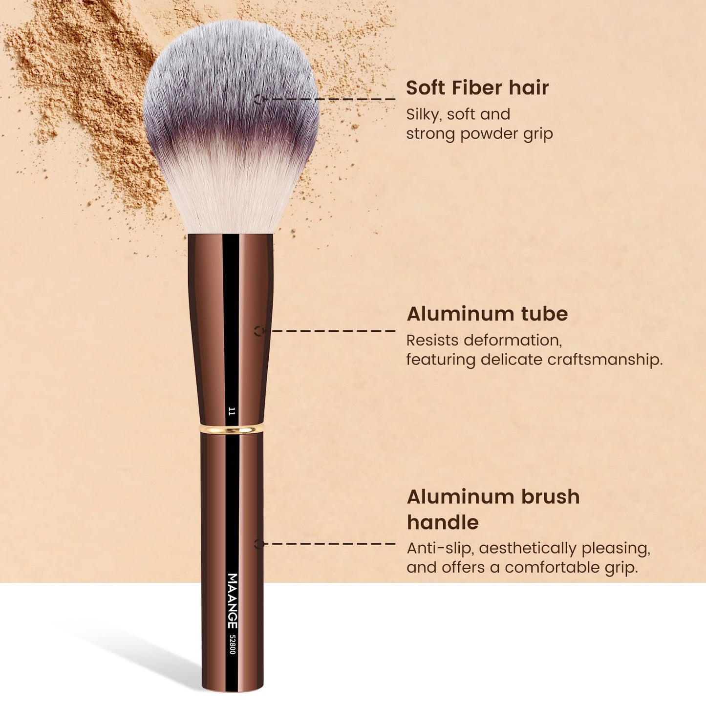MAANGE 13Pcs Makeup Brushes with Case, Professional Brochas De Maquillaje for Face & Eyes, Soft Synthetic Foundation Powder Blush Eyeshadow Brush Kit with Gift Box,CoffeeBrown