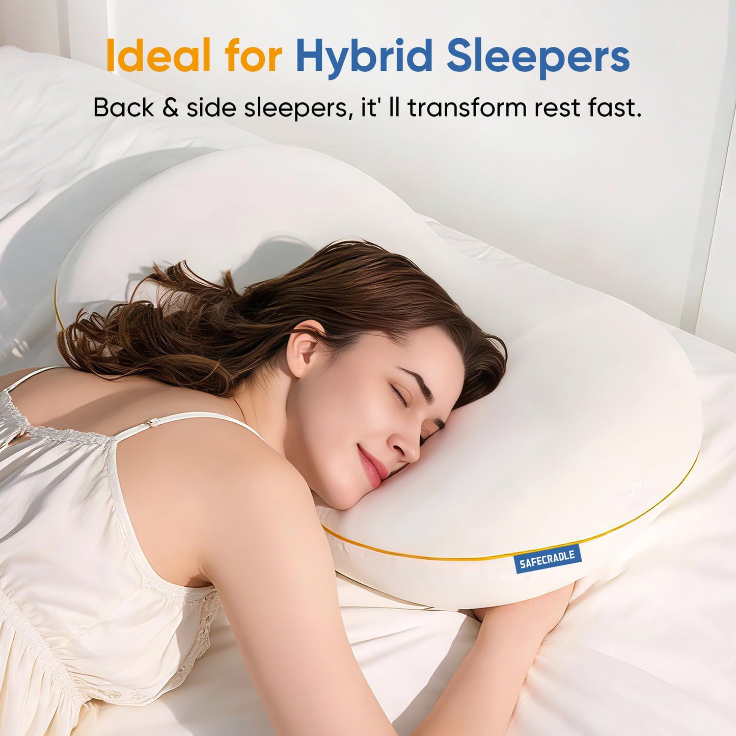 Justsafe Side Sleeper Pillow - Cooling Cervical Neck Pillow for Side Sleeping, Memory Foam Pillows for Back and Stomach Sleepers - Ergonomic Bed Pillow for Neck and Shoulder Pain Relief