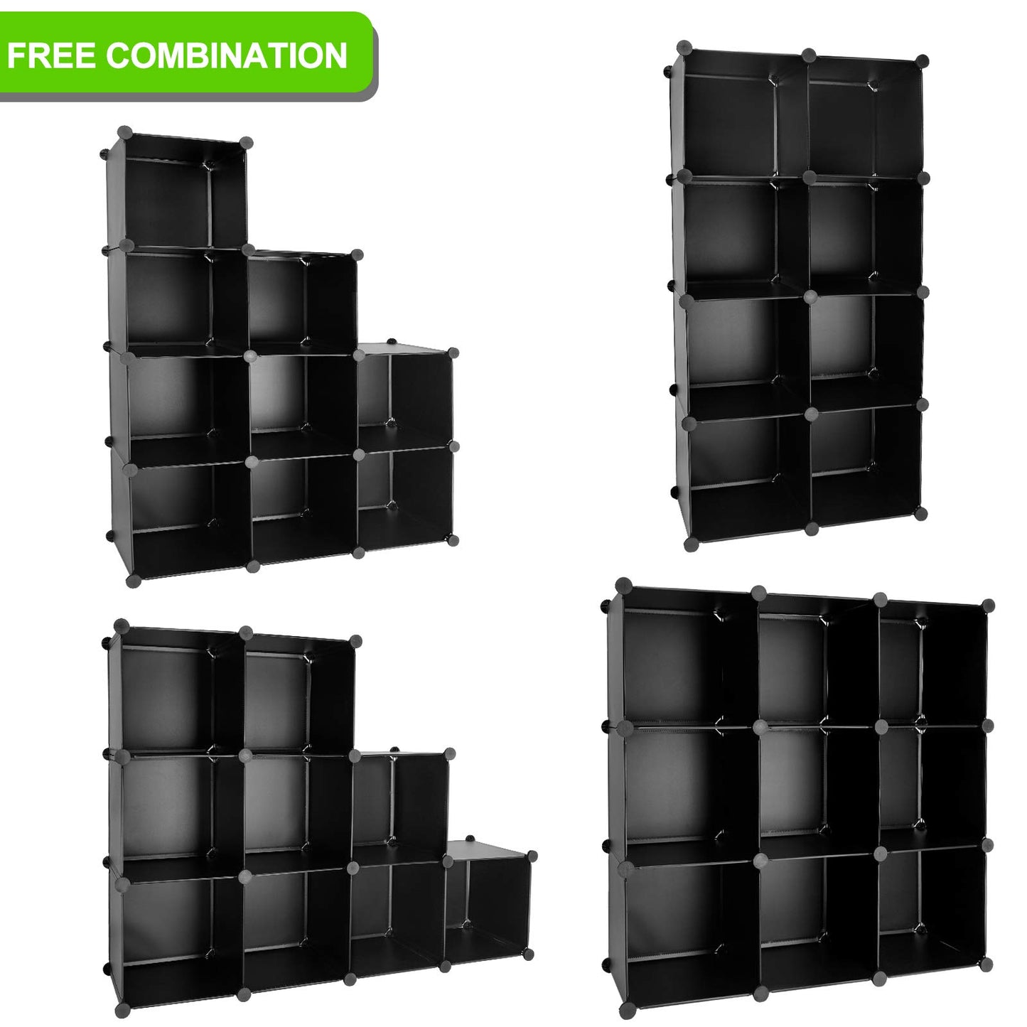 TUMUCUTE Cube Storage Organizer, 9-Cube DIY Plastic Closet Cabinet Modular Bookcase, Storage Shelves for Bedroom Living Room, Office, Black