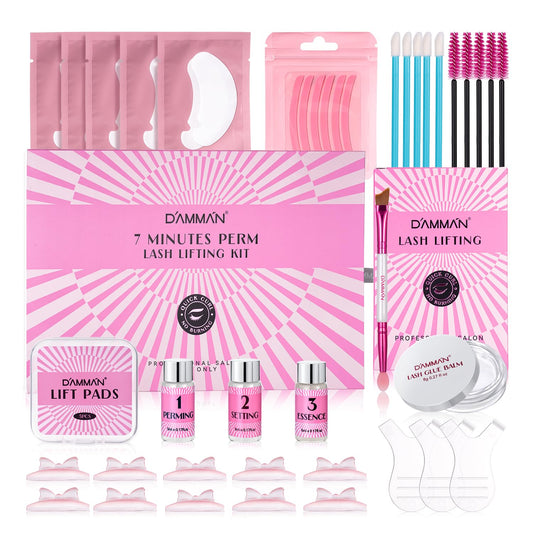 DAMMAN Lash Lifting Kit for Salon & Home Use, 7-9 Mins Professional Eyelash Perm Kit, Long Lasting 6-8 Weeks, Low Odor & Low Irritation, Natural Look Semi-Permanent Eyelash Lamination Kit