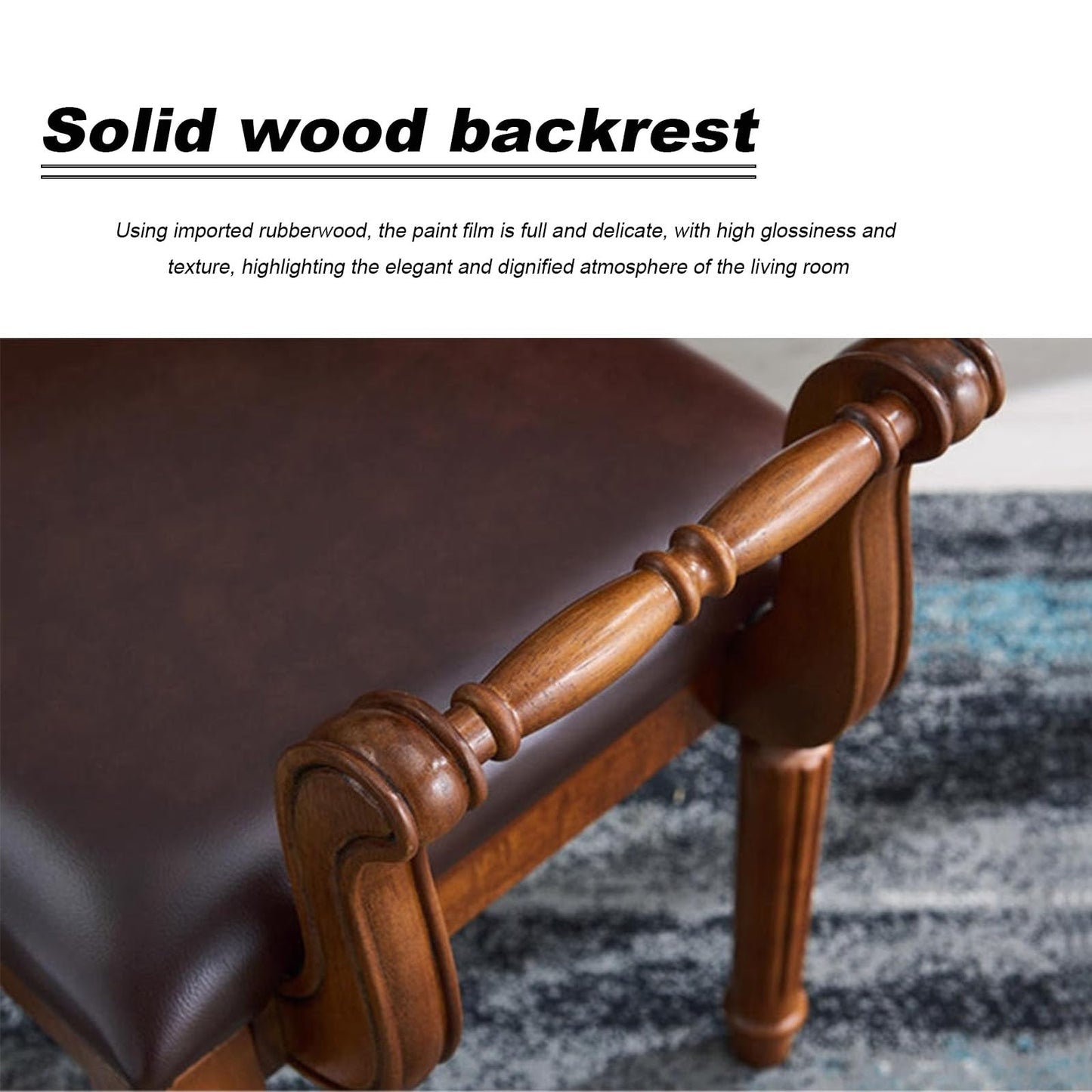 DEBJGO Leather Ottoman Vanity Stool,Brown Chair for Makeup Room,Upholstered Fabric Vanity Bench Seat for Bedroom Living Room Dining Room Makeup Chair Piano (Walnut, 23×17×15)