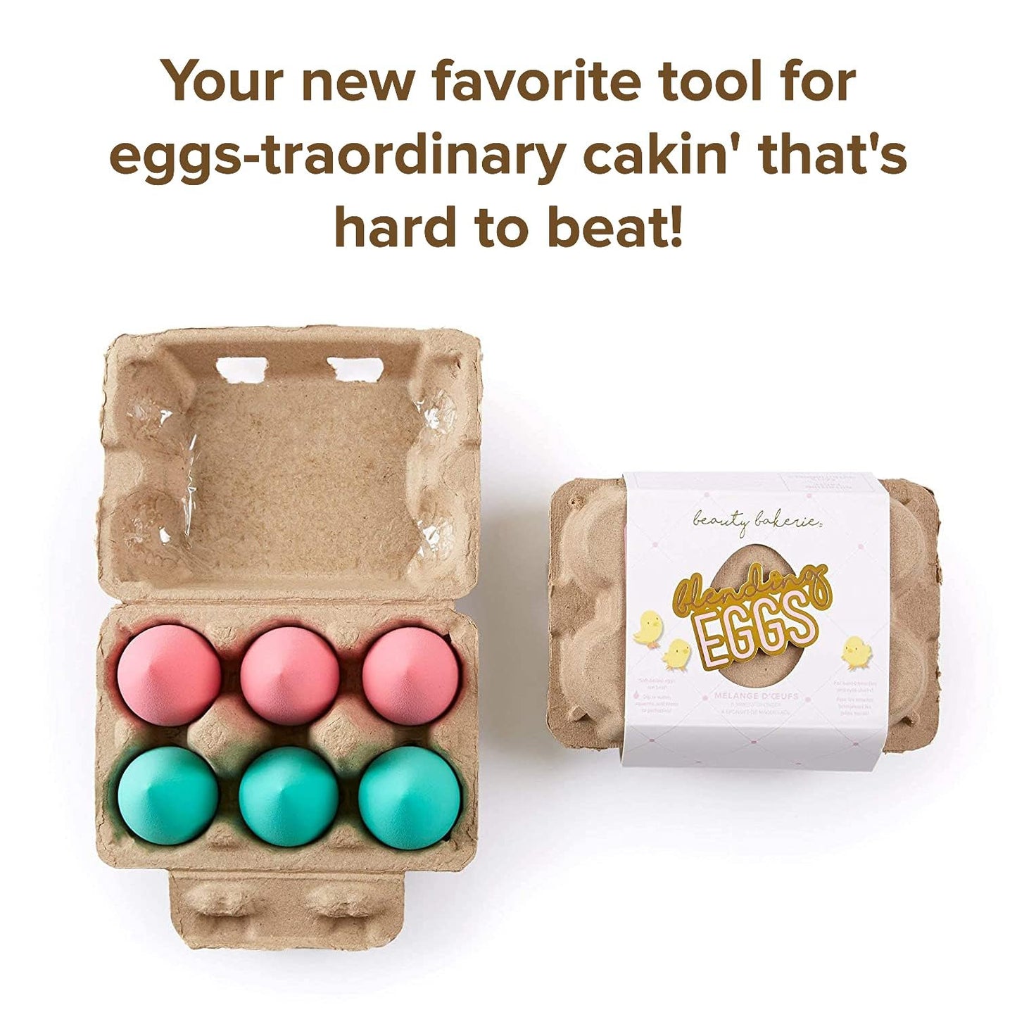Beauty Bakerie Blending Egg Beauty Sponge Cosmetic Face Make up Blender Sponge Applicator for Powder, Liquid, Foundation, Concealer and Blending, Latex Free 6 Pack Set, Pink/Turquoise