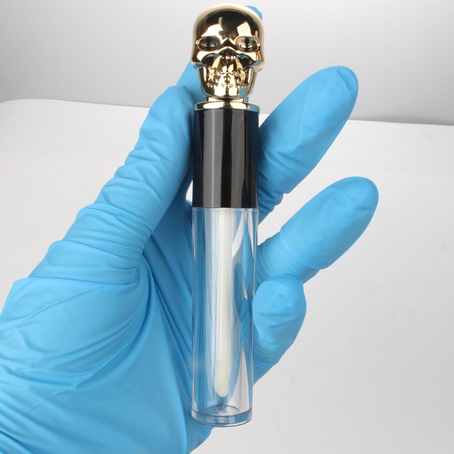 COSIDEA 8pcs Empty Round 5ml 0.17oz skull lip gloss tubes with wand Gold fancy Lipgloss tube containers for lip oil packing