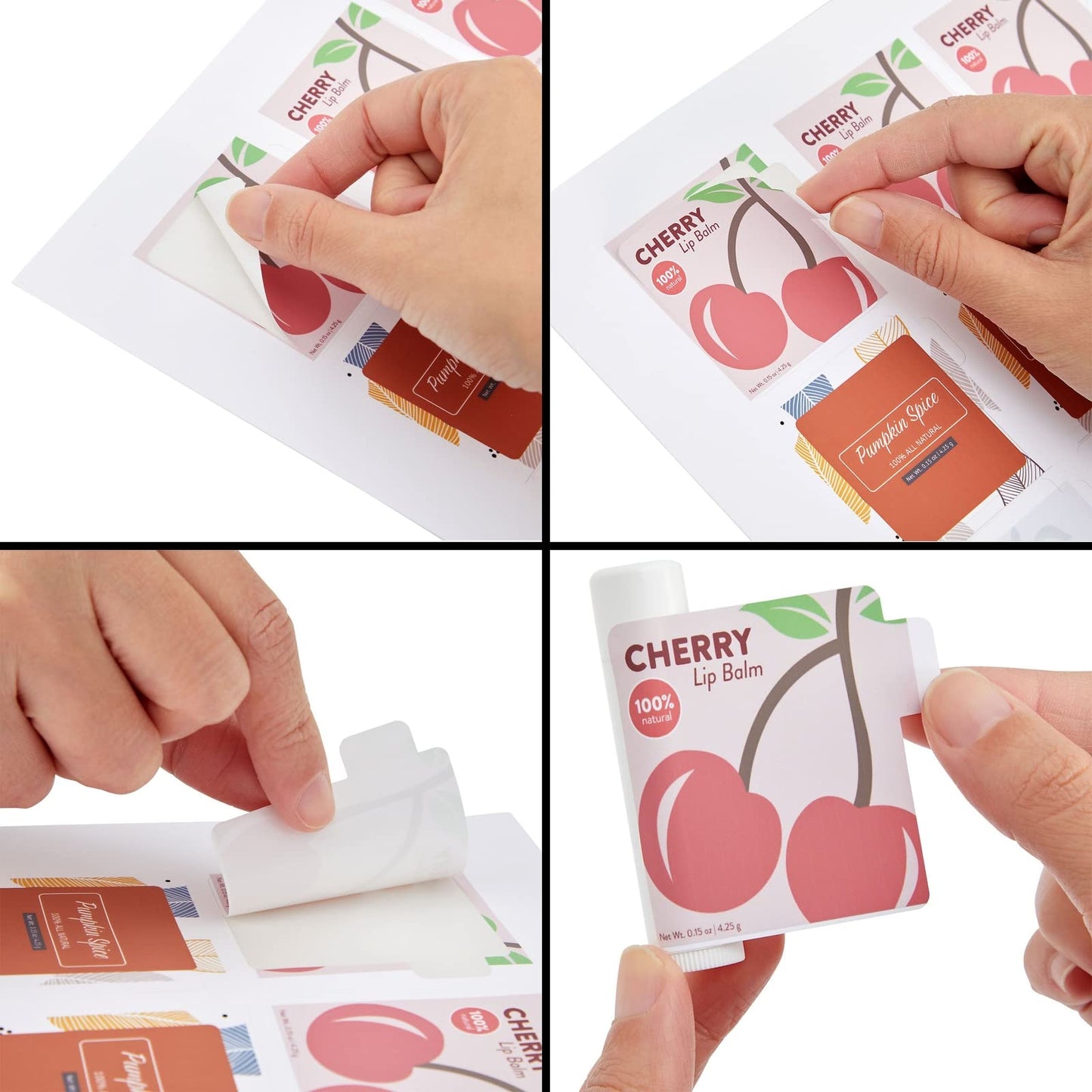 Paper Junkie Lip Balm Wrapper Labels - 240 Pack, 2.15 x 2.15 in, White, 20 Sheets - Blank Lip Balm Labels - Customizable Sticker Sheets for Tubes