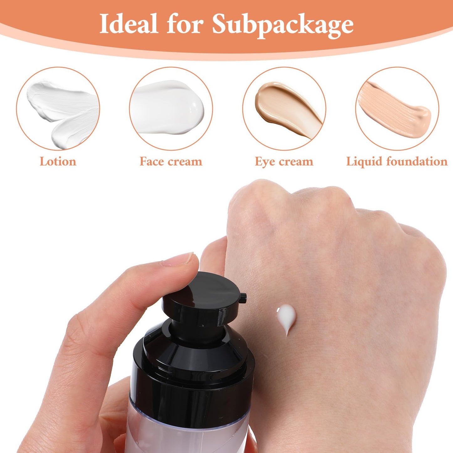 16 Pack Airless Pump Bottles, 1.7oz/50ml Empty Travel Toiletry Containers, Lotion Dispenser with Pump, Small Pumps Bottle for Toiletries Shampoo Lotion and Cream (Black)