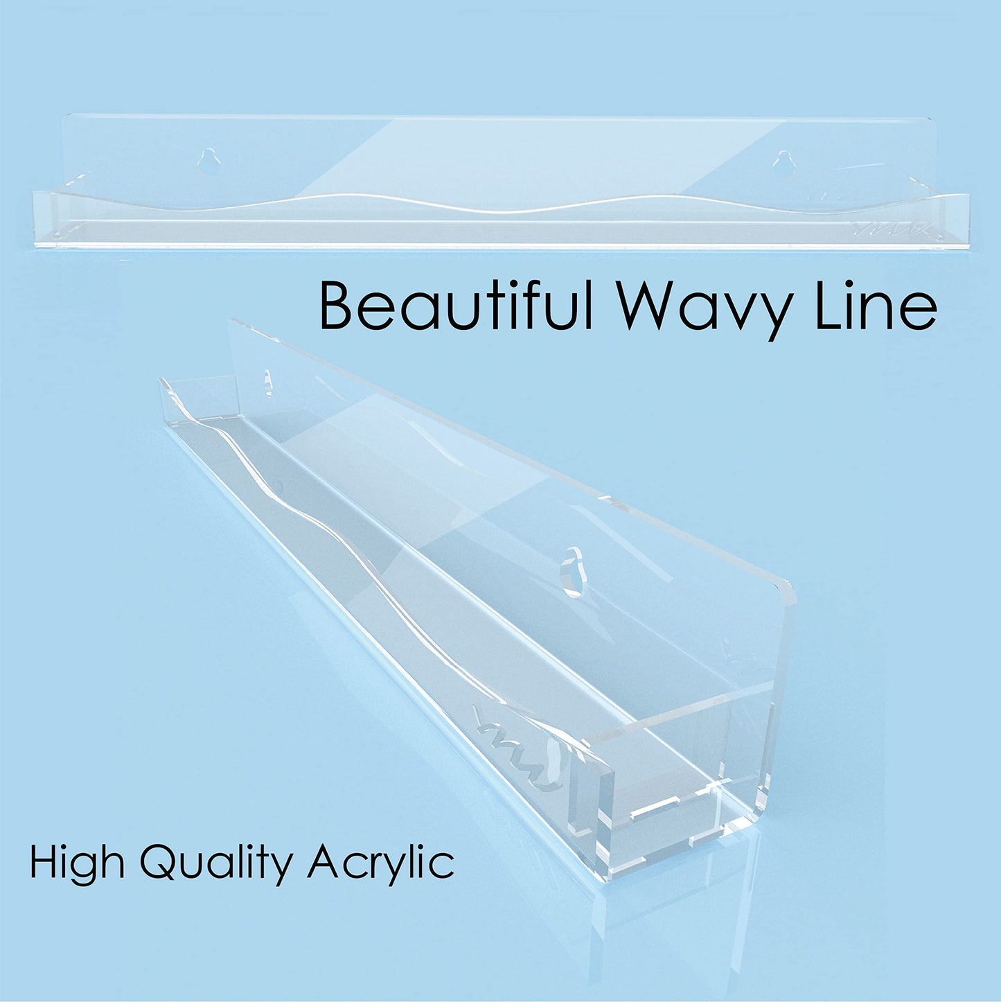 YMVV Clear Acrylic Nail Polish Rack Wall Mounted Shelf,6 Pack Organizer with Unique Wavy Lines,Nail Supplies for Techs,Great Display Salons Retailers