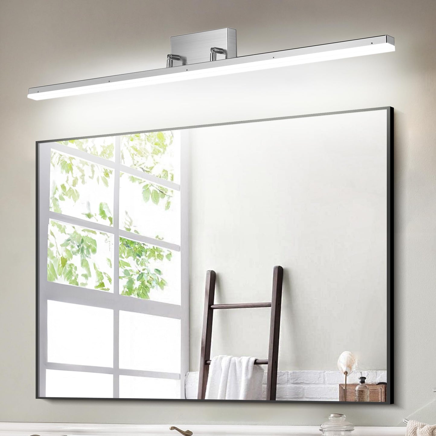 GOTEFULL 48 inch LED Modern Bathroom Vanity Lighting Fixtures Over Mirror, Brushed Nickel Adjustable Makeup Vanity Light Bar Dimmable 46W 5000K Cool White